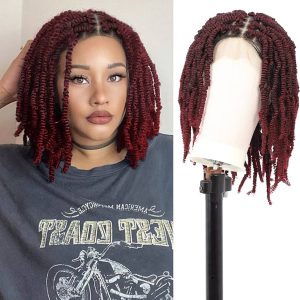 Center-part Left-hand Kinky Twist Wig: 10 inches