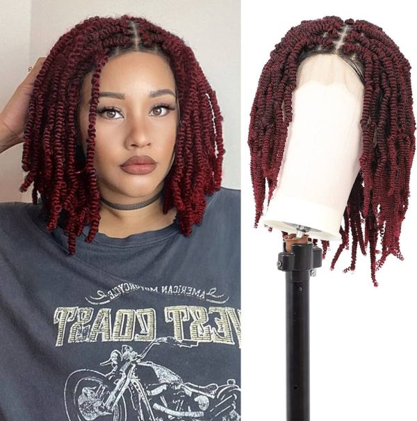 Center-part Left-hand Kinky Twist Wig: 10 inches