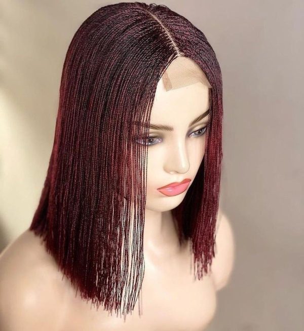 Edgy Center Part Straight Blunt Cut Bob Wig: 12 inches