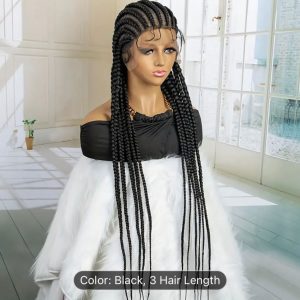 This stylish full lace straight all back conrow wig is simply beautiful.