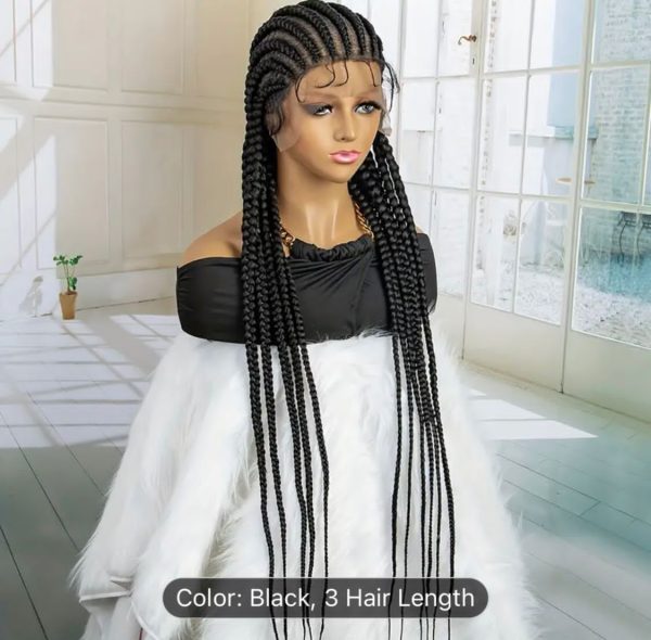 This stylish full lace straight all back conrow wig is simply beautiful.