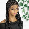 This stylish full lace straight all back conrow wig is simply beautiful.