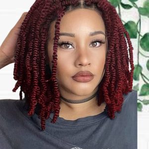 Center-part Left-hand Kinky Twist Wig: 10 inches