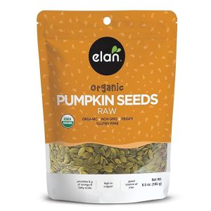 Elan Organic Pumpkin Seeds, 6.5 oz, Unsalted, Unroasted Shelled Kernels, No Shell, Non-GMO, Vegan, Gluten-Free, Kosher, Nutritious Seeds