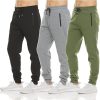 PURE CHAMP Mens 3 Pack Fleece Active Athletic Workout Jogger Sweatpants for Men with Zipper Pocket and Drawstring Size S-3XL