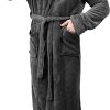 NY Threads Mens Hooded Fleece Bathrobe Plush Long Spa Robe