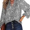 Dokotoo Women's Casual V Neck Alicia Floral Print Smocked Long Sleeve Chiffon Blouses Bohemian Top Shirts