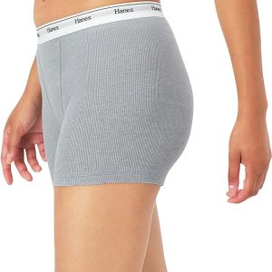 Hanes Originals Women’s Mid-Thigh Boxer Brief Pack, Stretch Cotton Underwear, 4-Pack