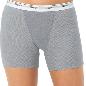 Hanes Originals Women’s Mid-Thigh Boxer Brief Pack, Stretch Cotton Underwear, 4-Pack