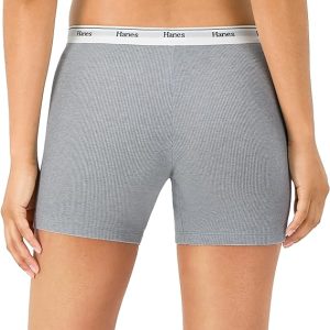 Hanes Originals Women’s Mid-Thigh Boxer Brief Pack, Stretch Cotton Underwear, 4-Pack