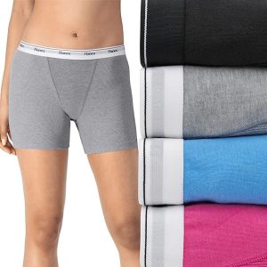 Hanes Originals Women’s Mid-Thigh Boxer Brief Pack, Stretch Cotton Underwear, 4-Pack